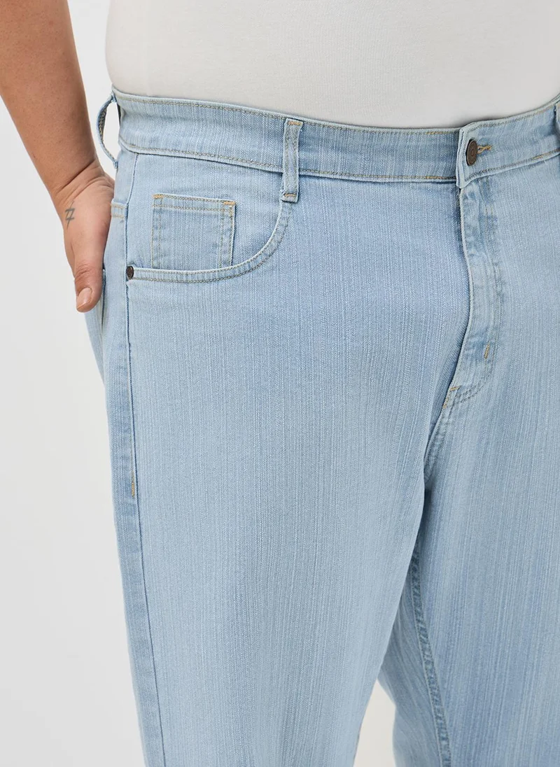 Urbano Fashion  Urbano Plus Men's Ice Blue Straight Fit Washed Denim Jeans Stretchable for Men | Best Price UAE